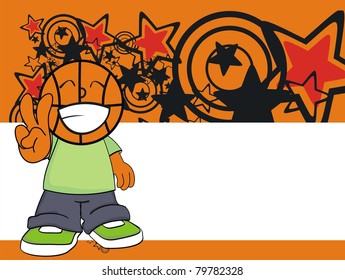 basketball kid cartoon background in vector format