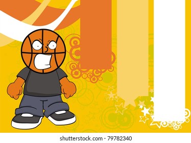 basketball kid cartoon background in vector format