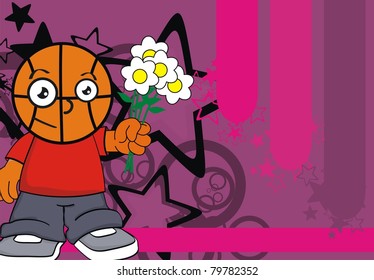 basketball kid cartoon background in vector format