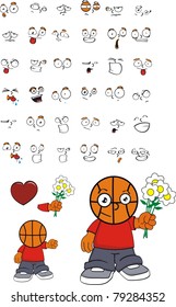 basketball kid cartoon set in vector format