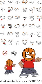 basketball kid cartoon set in vector format
