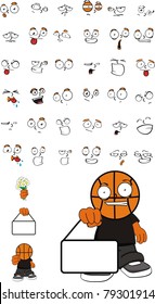 basketball kid cartoon set in vector format