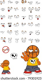 basketball kid cartoon set in vector format