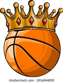 King Crown de baloncesto. Icono Ganador Deportivo, Ilustración De Estilo Emoji.