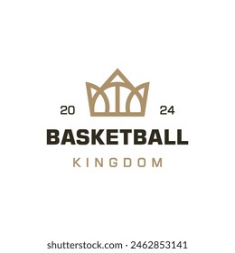 Corona del reino del baloncesto rey Plantilla del logotipo del deporte