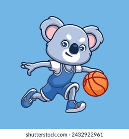 Basketball Koala Cute Cartoon Character Illustration