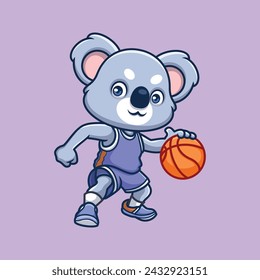 Basketball Koala Cute Cartoon Character Illustration
