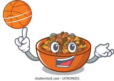 With basketball kung pao chicken isolated with cartoon