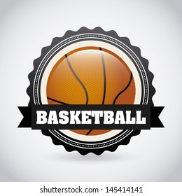 basketball label over gray background vector illustration 