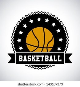 basketball label over white background vector illustration