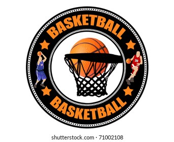 Basketball label, vector illustration