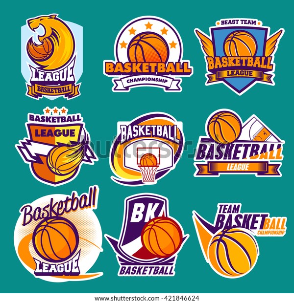 Basketball Labels Stock Vector (Royalty Free) 421846624