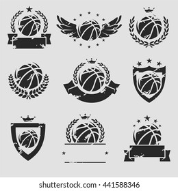 Basketball labels and icons set. Vector