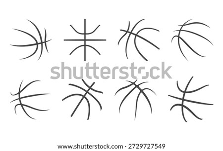 Basketball laces vectors, Basketball stitches vector, Basketball seam vectors, Basketball lase silhouette.