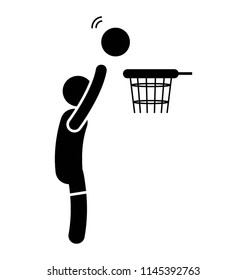 Basketball layer making a throw in basket to gaol from floor