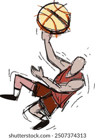 basketball layOUT hop slamdunk on the air illustration