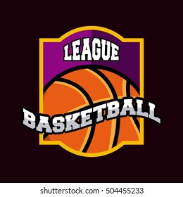 basketball league emblem classic vector illustration design