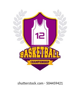 basketball league emblem classic vector illustration design