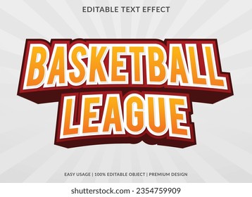 basketball league text effect template design with 3d style use for business brand and logo