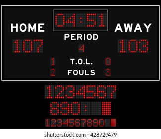 Basketball LED Scoreboard Red Color