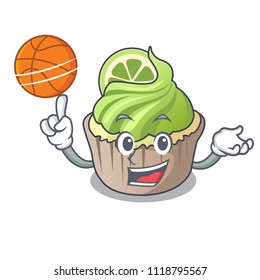 With basketball lemon cupcake character cartoon