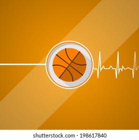 Basketball for life. Vector flat illustration of basketball which gives a life on orange background.