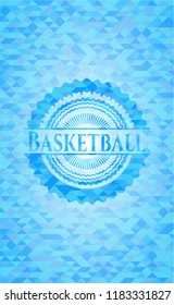 Basketball light blue emblem. Mosaic background