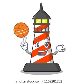 With basketball lighthouse character cartoon style