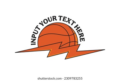 Basketball with lighting bolt logo design vector