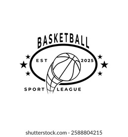 Basketball line art logo vector. Basketball Sports Team logo design template