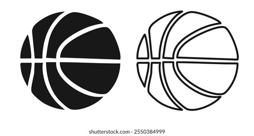 Vetor de silhueta do contorno da arte de linha do basquete no fundo branco.