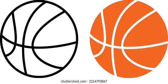 Basketball line art and solid shape.