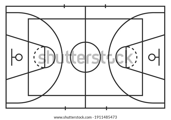Basketball line court icon isolated on
white background. American tradition sport. Outline simple flat
design. Vector
illustration.
