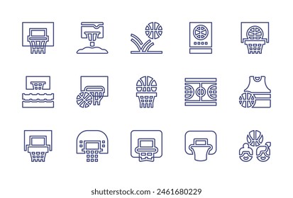 Basketball line icon set. Editable stroke. Vector illustration. Containing basketball, basketball court, water basketball, hoop, ball.