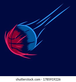 Basketball line . Pop Art line logo.  Colorful design with dark background. Abstract vector illustration. Isolated black background for t-shirt, poster, clothing, merch, apparel, badge design