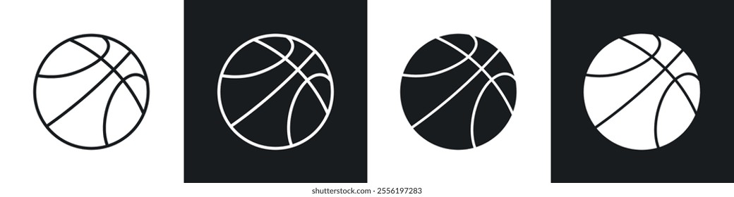 Basketball linear icon set for app, and web design.