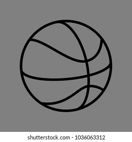 Basketball linear icon. Vector. Black icon on medium gray background. Isolated.