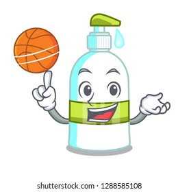 With basketball liquid soap in the character bottles