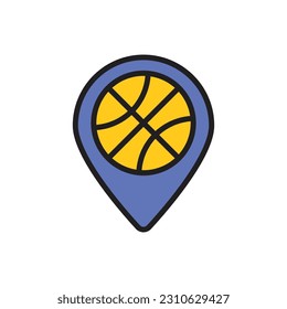 Basketball LOcation Mark Icon Vector Illustration