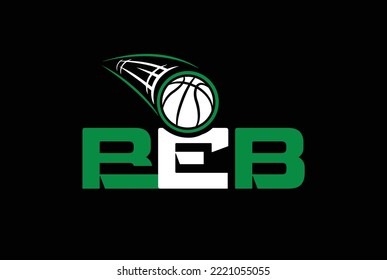 Basketball Logo, American Logo Sport. letter B, E, OR BEB logo with black backgound.