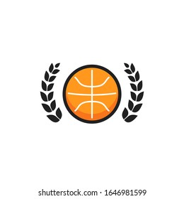 basketball logo badge with wreath graphic decoration emblem icon