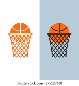 Basketball logo. Ball and net for basketball games
