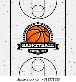 Basketball logo with the ball. Suitable for tournaments, championships, leagues. Vector design template.