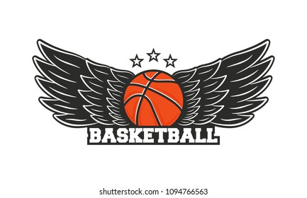 Basketball logo. Basketball ball with wings. Vector illustration