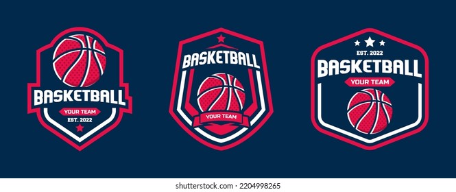 Colección del logo del baloncesto, colección del juego de emblemas. Paquete de plantillas de insignias del logotipo de baloncesto