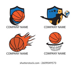 Basketball Logo Collection Flat Design Logotype