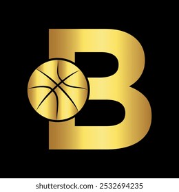 Basketball Logo combine with letter B vector template