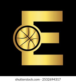 Basketball Logo combine with letter E vector template