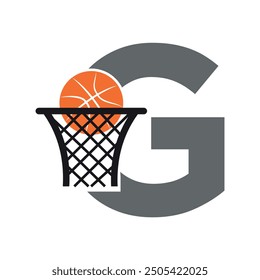 Basketball Logo combine with letter G vector template