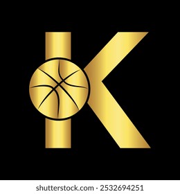 Basketball Logo combine with letter K vector template